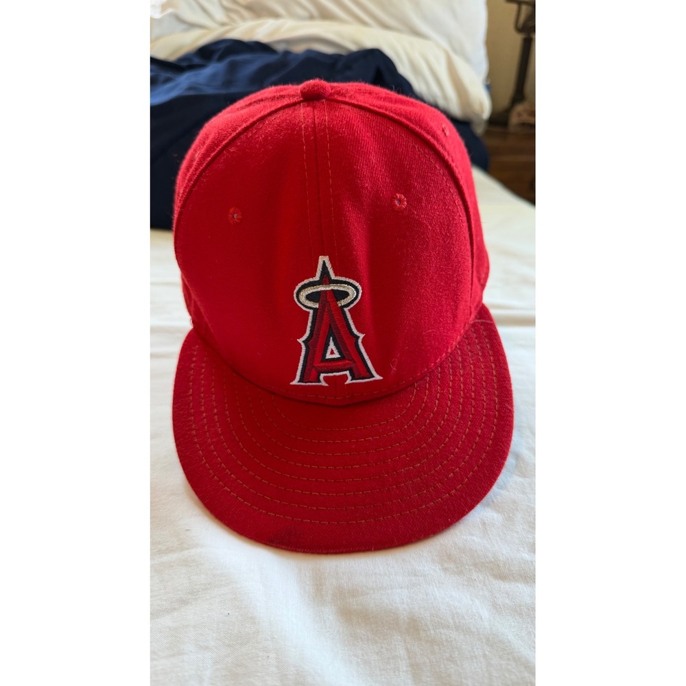 New Era 59FIFTY Los Angeles Angels MLB Authentic Cool Base Fitted Hat Red 7 5/8 - Picture 9 of 9